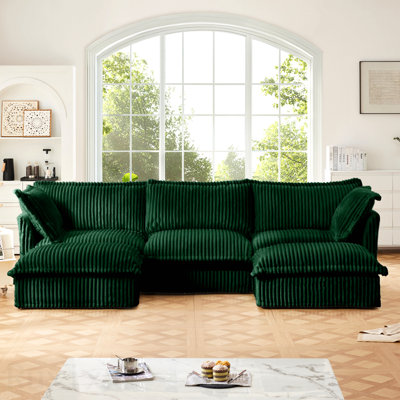 Canapé modulaire à assise profonde en U avec housse à glissière, canapé 3 places avec bordures françaises avec plusieurs grands coussins, canapé modulaire à assise profonde modulaire et confortable pour salon, appartement