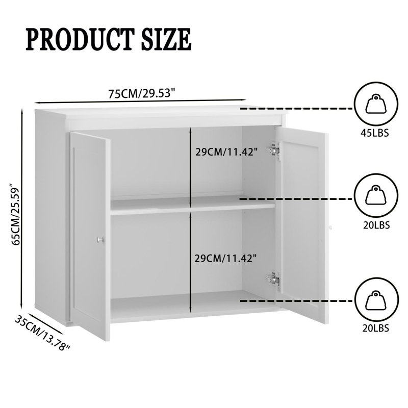 Armoire de cuisine avec tablettes réglables et portes doubles