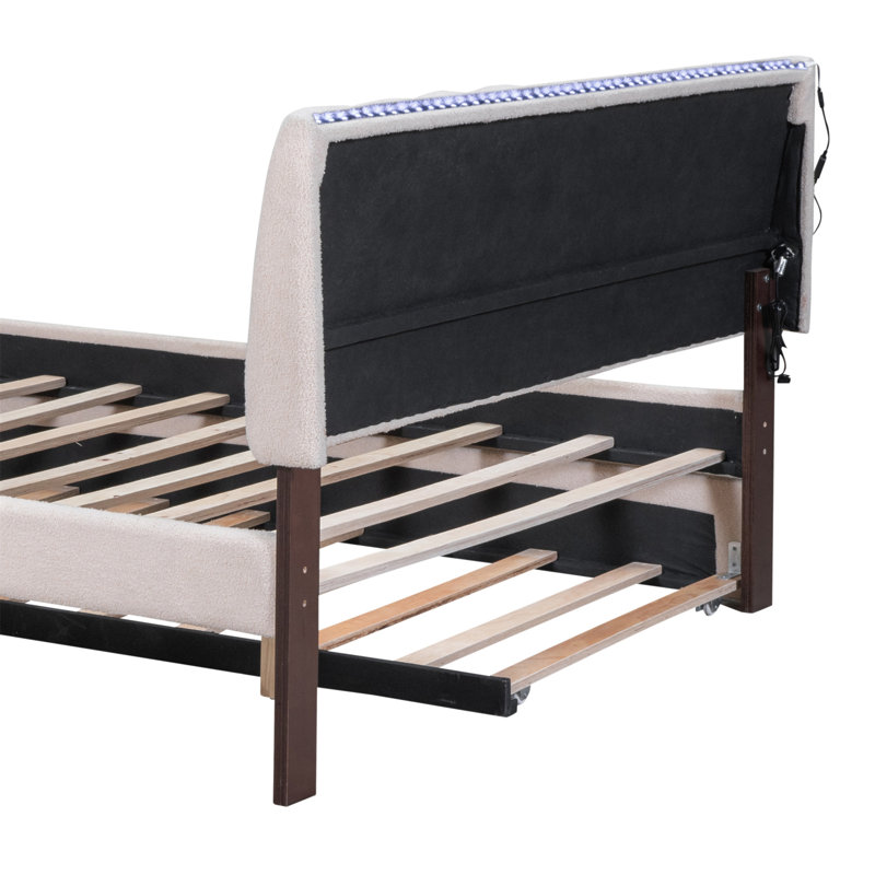 Alphea Upholstered Platform Bed, Beige, Full