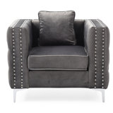 Compact Delivery Velvety Glam Accent Chair For Small Spaces