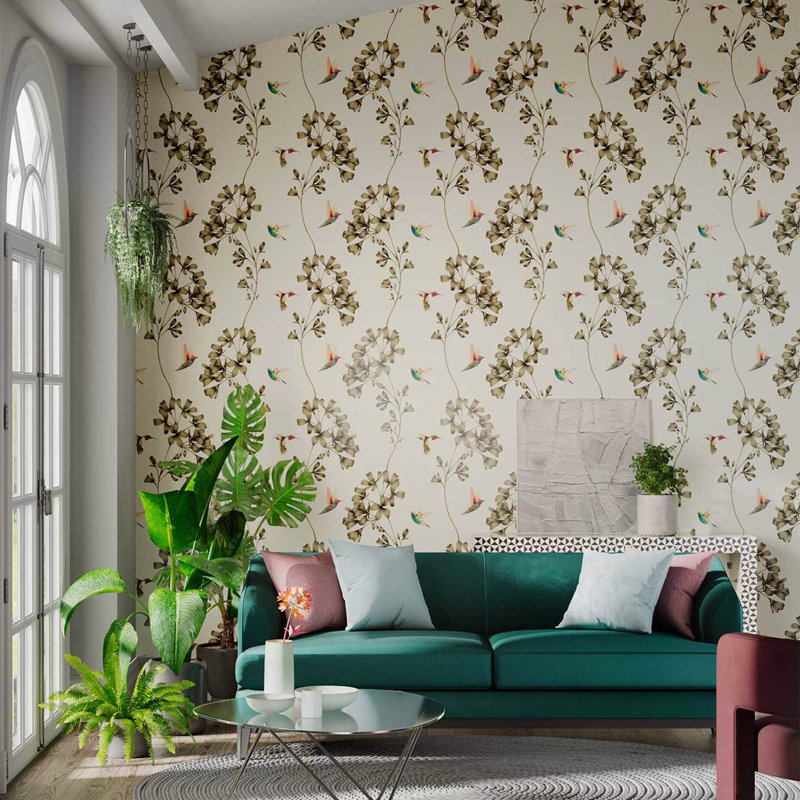 Amazilia 10.05m x 68.6cm Wallpaper Roll, Stone/Gold
