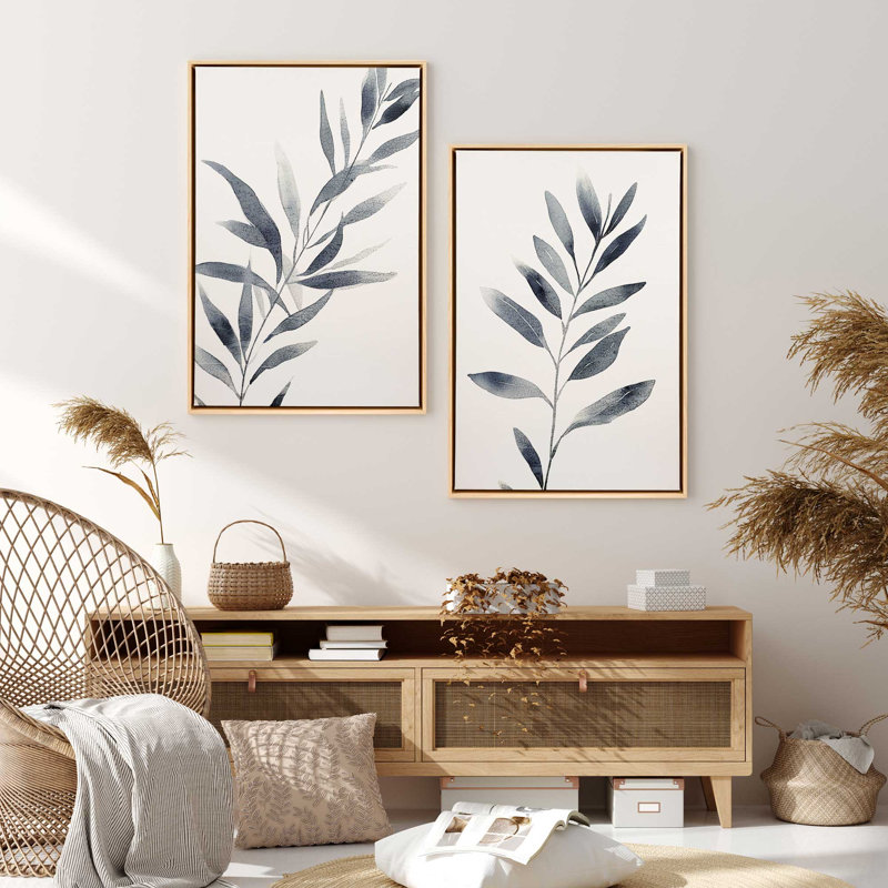 2 - Pièces sur toile, Bleu, Érable américain encadré, H 14 po x l 10 po