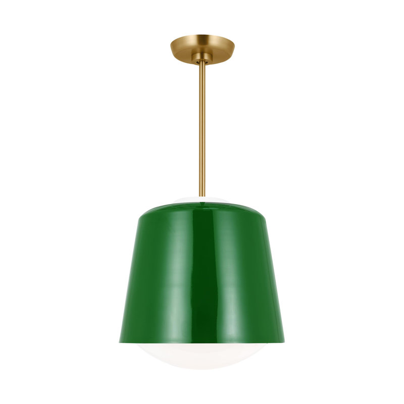 Draper Single Light Steel Dimmable Pendant, Green