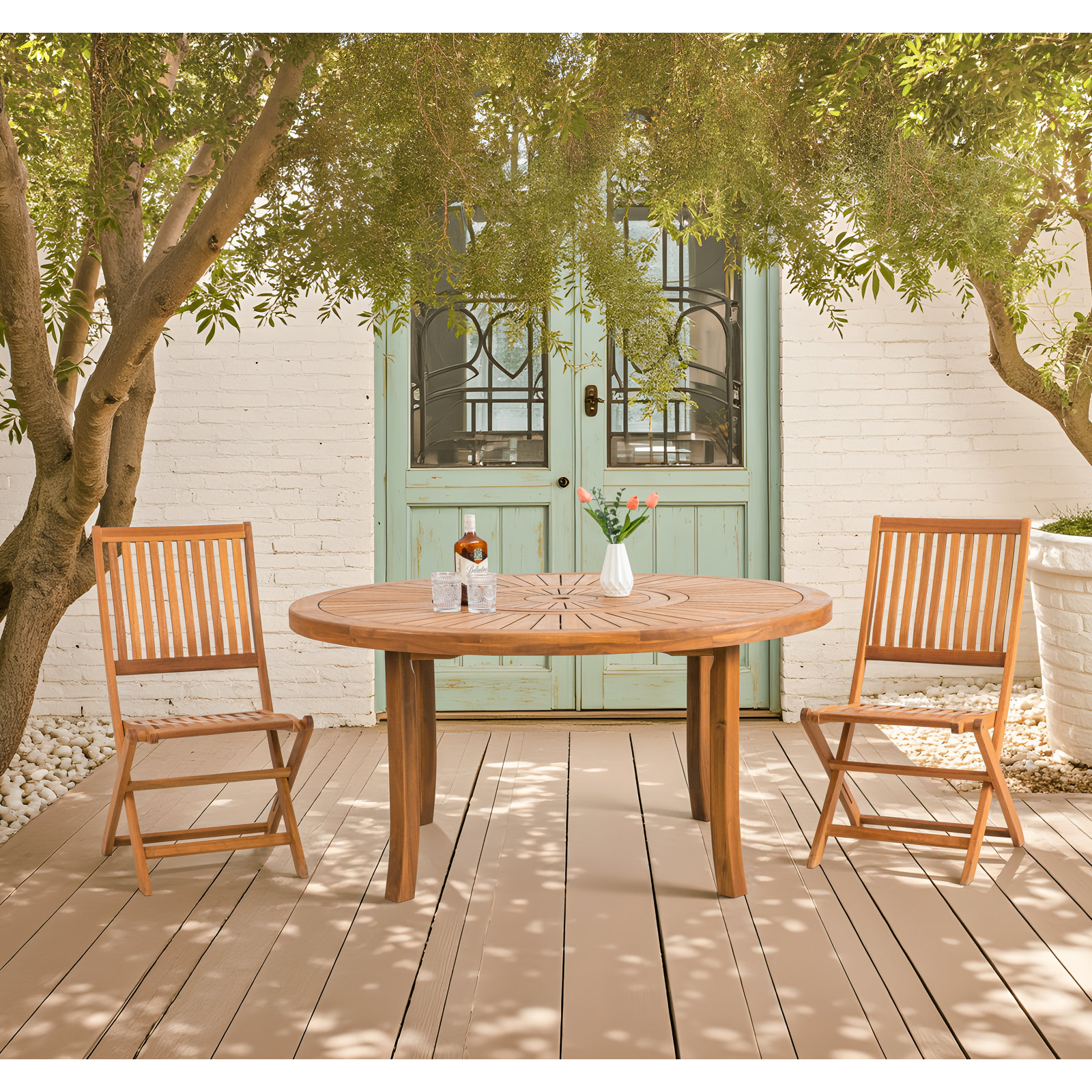 Dani Acacia Patio Dining Table, 29.5" H x 59.1" W x 59.1" D