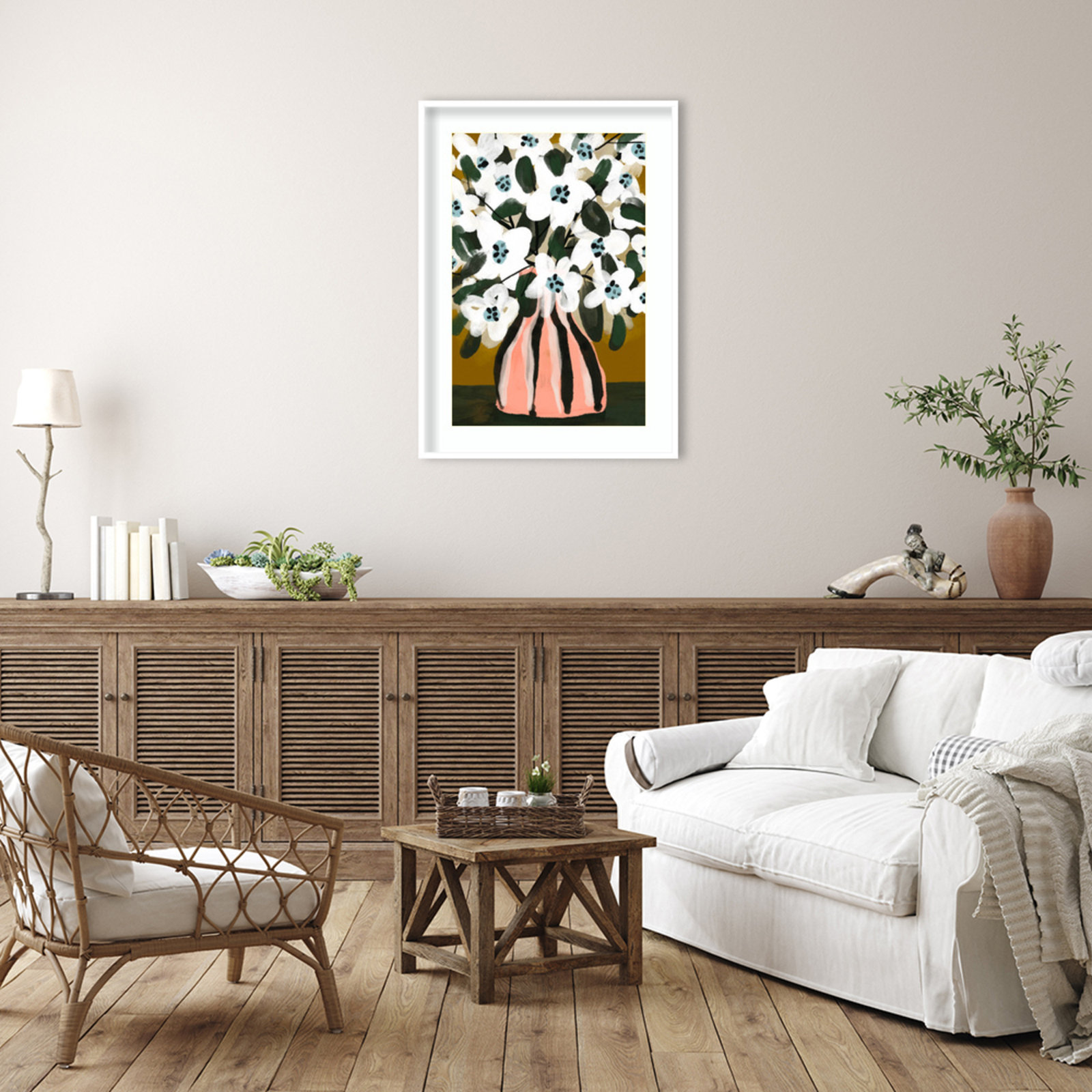 Galya "Pastel Flower Impression No. 9" Print, White, 41" H x 30" W