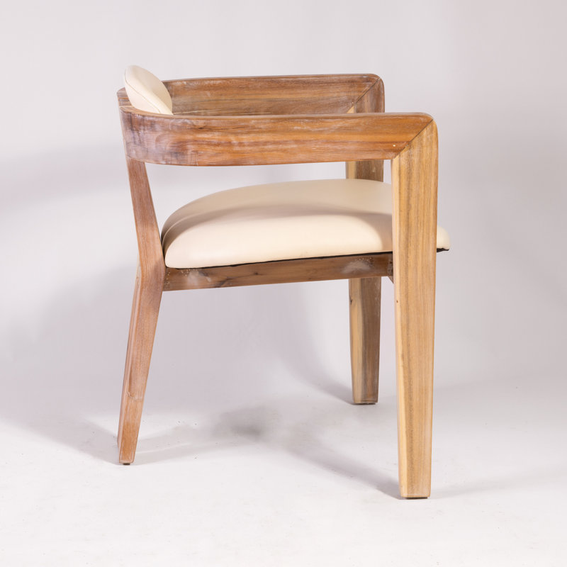 Serena Upholstered Arm Chair, White, Natural