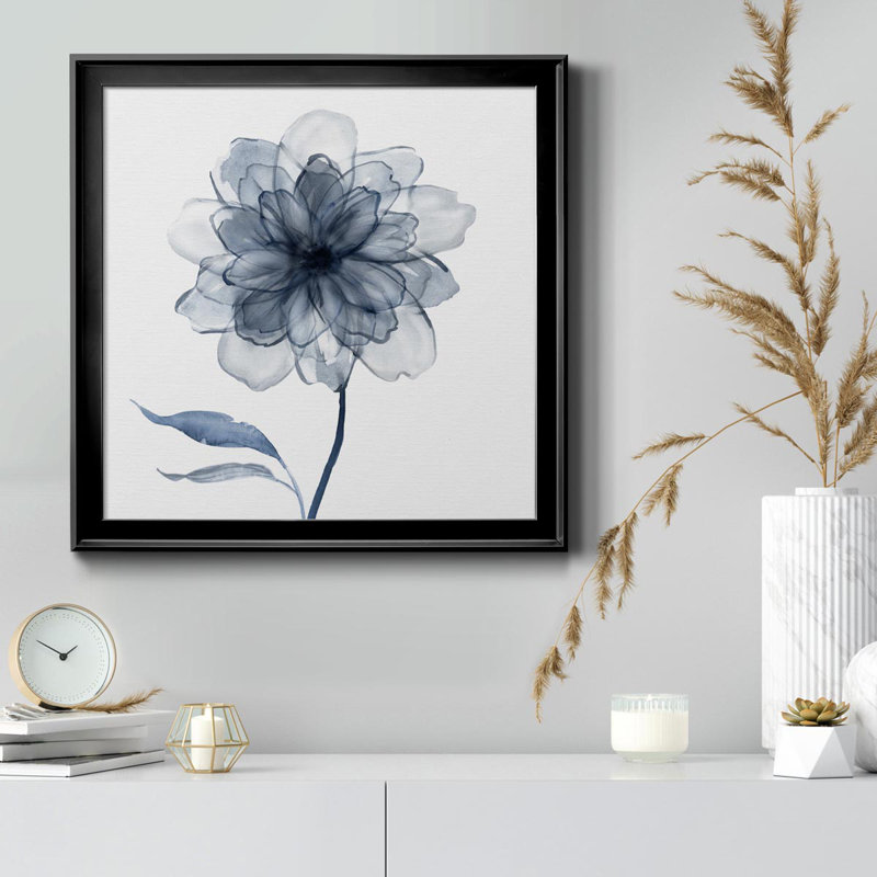 " Indigo Bloom IV " Painting Print, Black, 16" H x 16" W x 1" D
