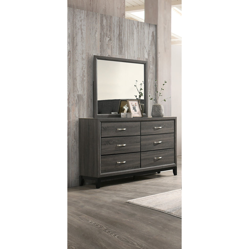 Commode 1 pièce style rustique avec poignées en métal et pieds en bois noirs