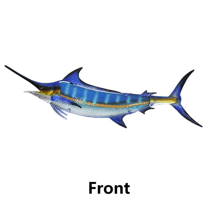 Metal Blue Marlin Wall Decor Indoor Metal Fish Wall Art Large Fish Wall Hanging Decorations Ocean Theme Outdoor Wall Decor - 36 Inches Long