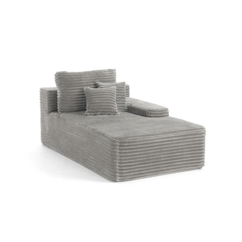 Upholstered Chaise Lounge, Light Grey