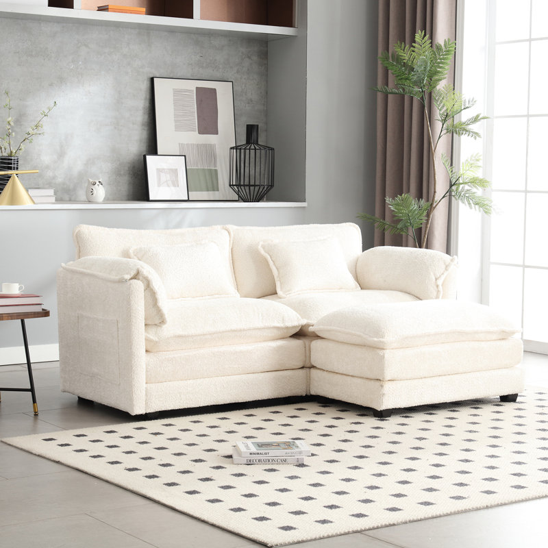 Chenille double rembourrée avec sacs latéraux et repose-pieds flexible pour espaces confortables Grandes poches, détente spacieuse