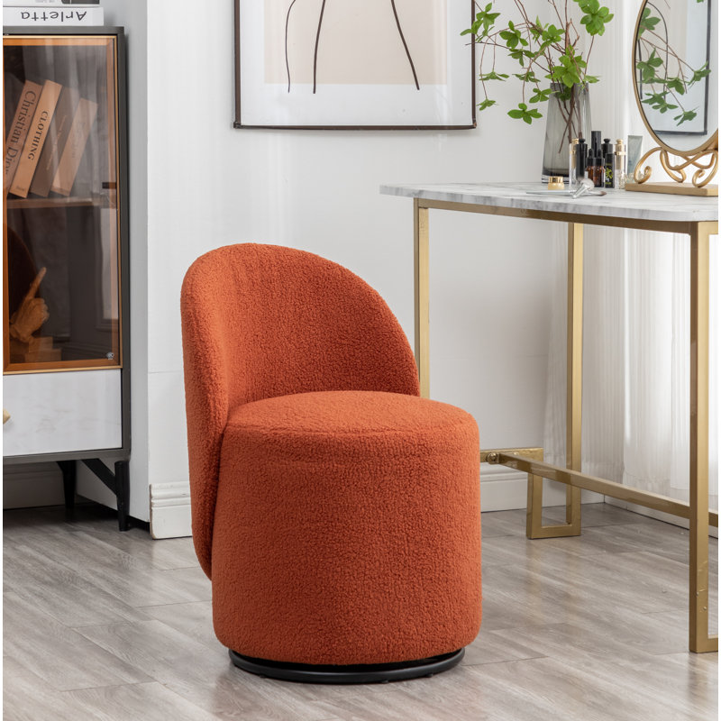 Annielise Upholstered Swivel Barrel Chair, Orange 100% Polyester