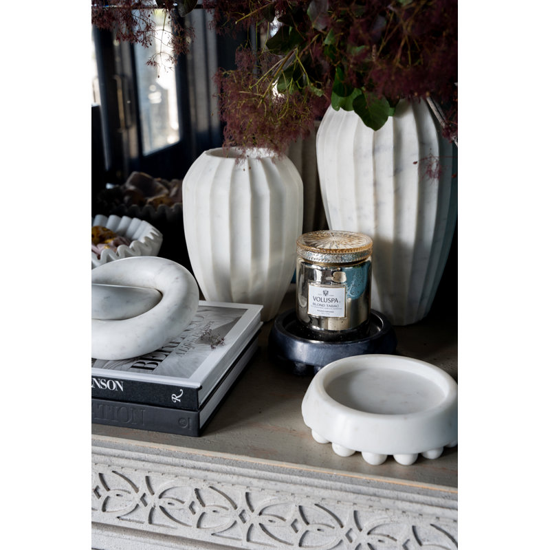 Handmade Marble Decorative Plate, White