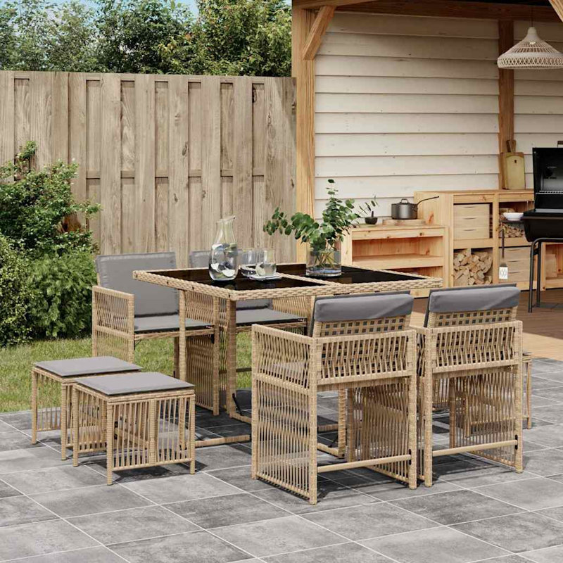 Patio Dining Set with, Mix Beige, Grey