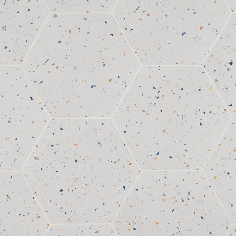 Firenze 13" x 15" Porcelain Hexagon Concrete Look Wall & Floor Tile (10.51 Sq. Ft. / Case), White Confetti