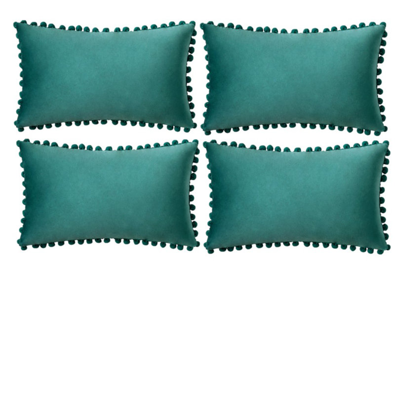 Housse de coussin en velours, Sarcelle, Housse de coussin seulement - sans coussin, 14 po x 20 po