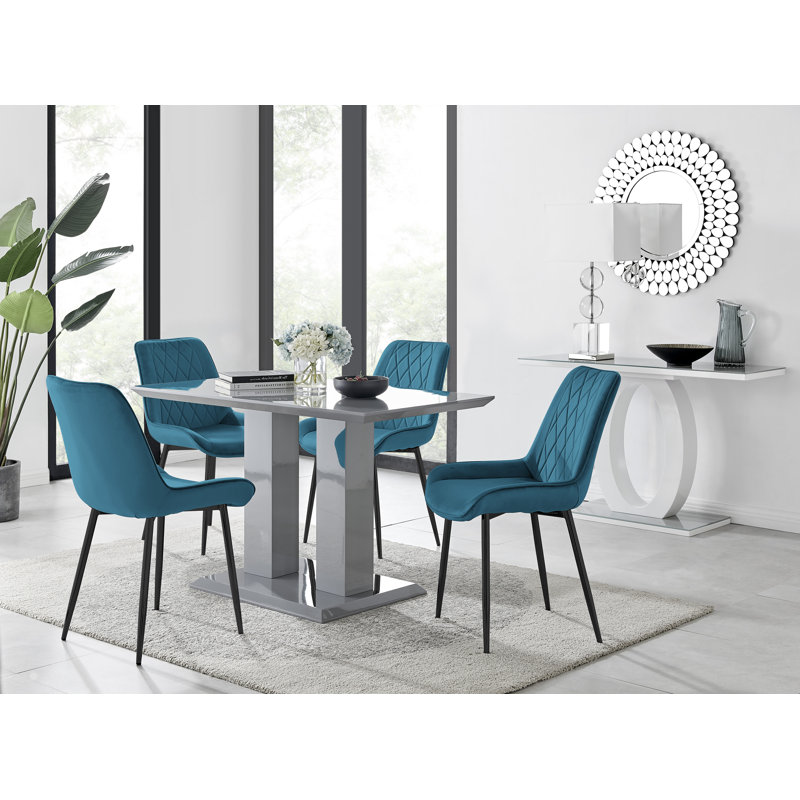 Ensemble de table de salle à manger Eubanks, Gris, Bleu / noir, Gris