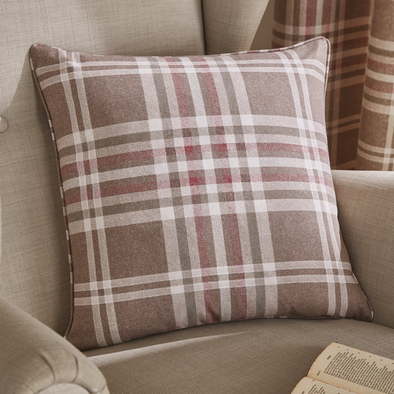 Tweed Woven Check Cushion with inner, Natural
