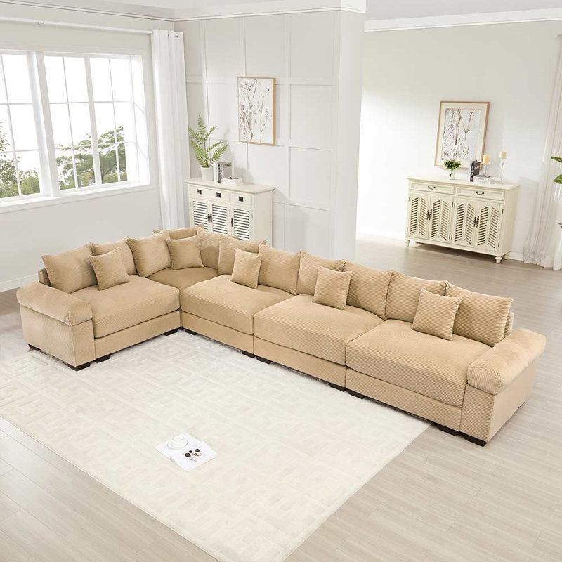 Sectional Couch, Camel Corduroy