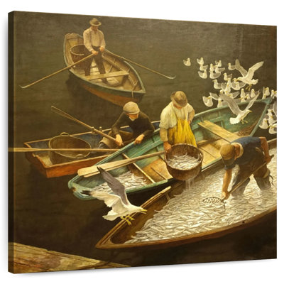 Pêcheurs du port foncé de Senne