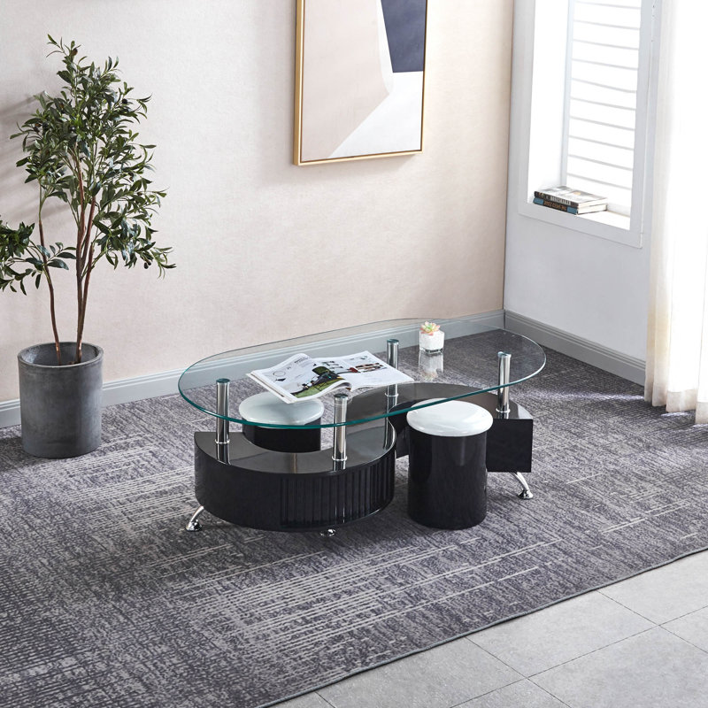 Table basse avec rangement Eluan, Noir