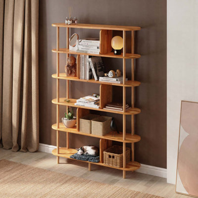 Solid Wood Oval Etagere Bookcase
