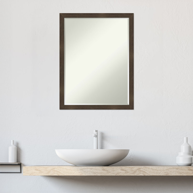 Miroir mural Vespi, 26 po x 20 po, Brun foncé