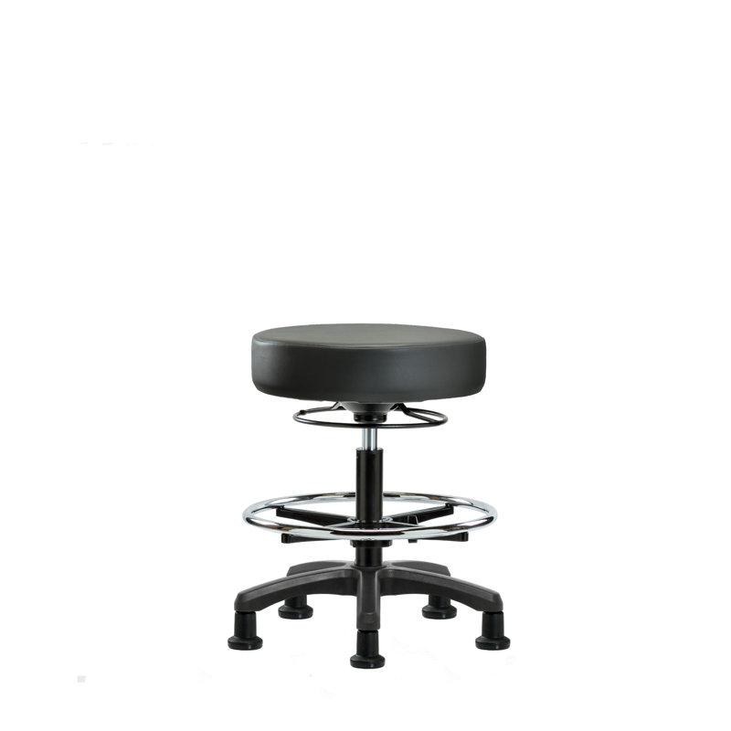 Tabouret de laboratoire en vinyle, Patins fixes, Carbone