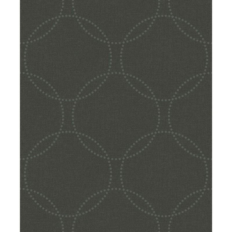 Aldershot 10.05m x 53cm Textured Metallic Wallpaper Roll, Grey/Black
