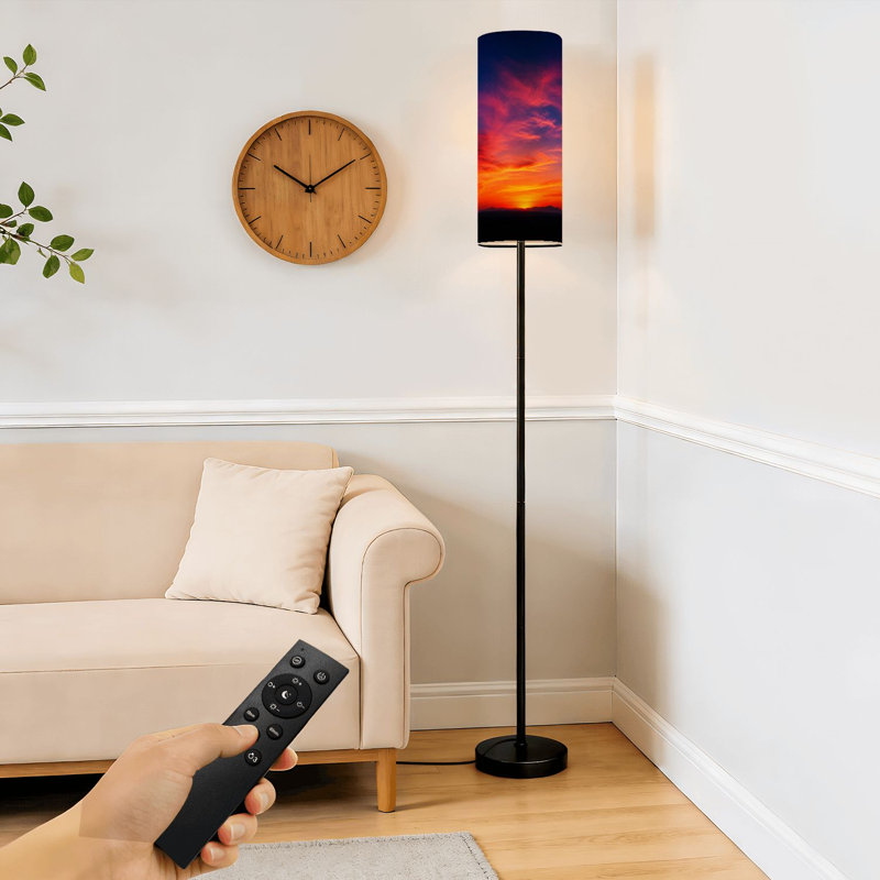 Lampe sur pied mauve ciel mauve orange horizon mauve nuage à intensité variable moderne avec télécommande pédale abat-jour abat-jour grand poteau d'angle pour salon chambre bureau