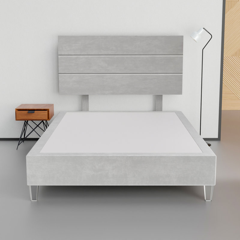 Lit plateforme tapissier Alisander, Bleu sarcelle, Double