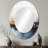 Blue And Yellow Fluid Harmony Abstract Painting I - Blue Oval Wall Mirror Decor-948878647