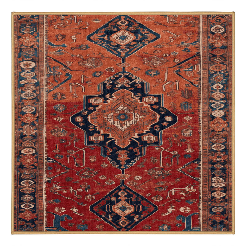 Machine Washable Persian Brown Area Rug, Square 4'
