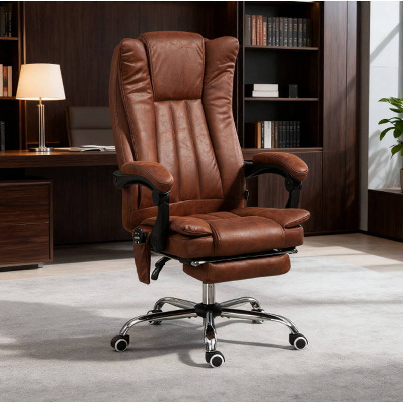 Fauteuil de massage inclinable, réglable et réglable en hauteur, brun