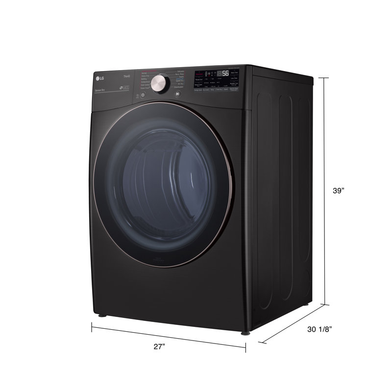 Black Steel 7.4 Cu. Ft. Smart Front Load Electric Dryer with TurboSteam