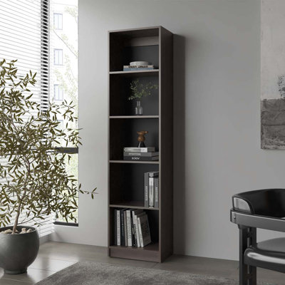 Natural Oak And 4-Shelf Flat Bookcase With Open Storage by Red Barrel Studio