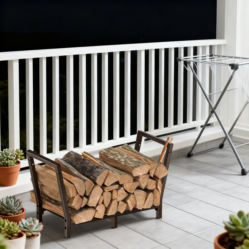 Support à bois de chauffage robuste pour une utilisation intérieure et extérieure, support de rangement en bois de 34 pouces avec débit d'air amélioré pour un séchage plus rapide et rangement de bois de chauffage organisé