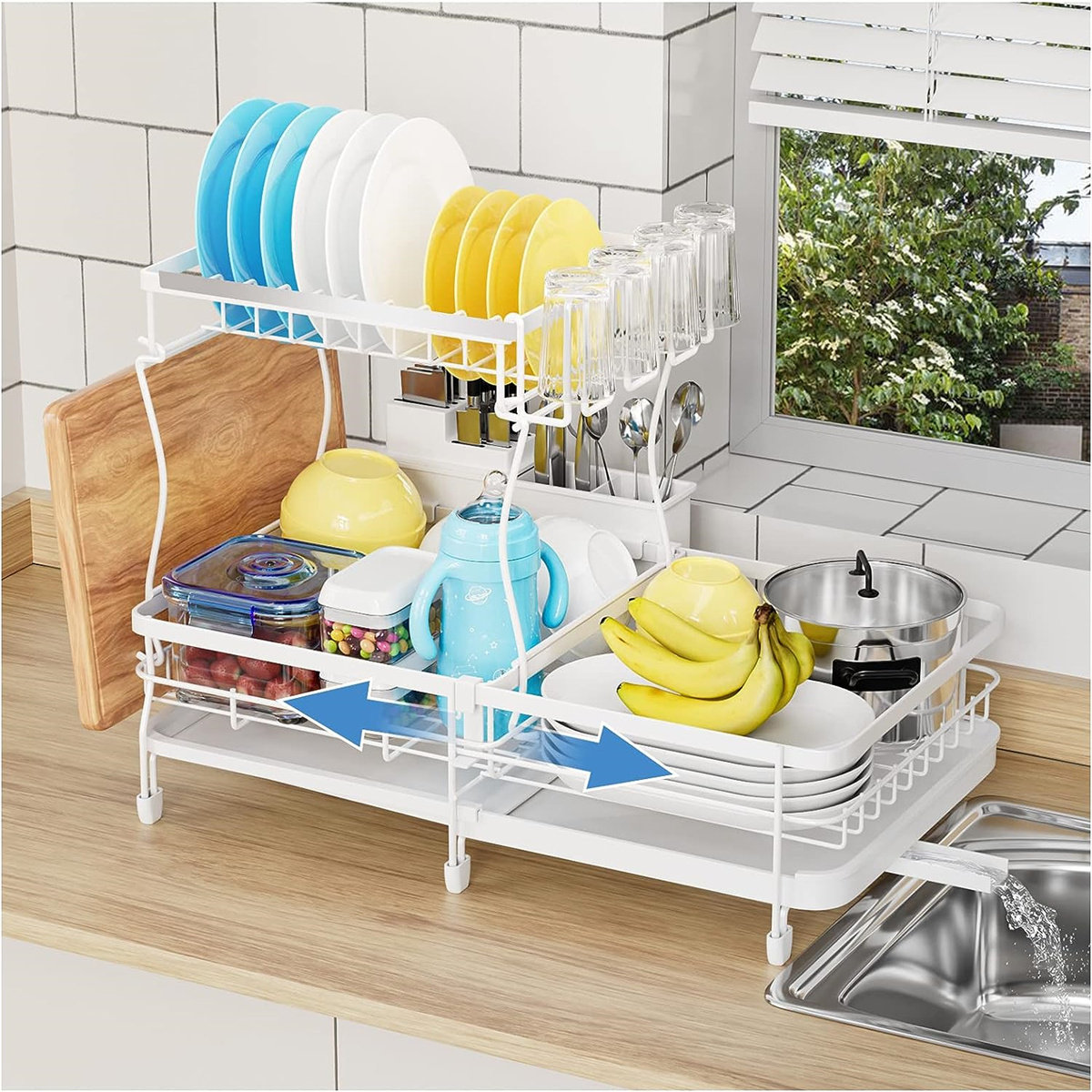 YITAHOME Adjustable Stainless Steel Dish Rack