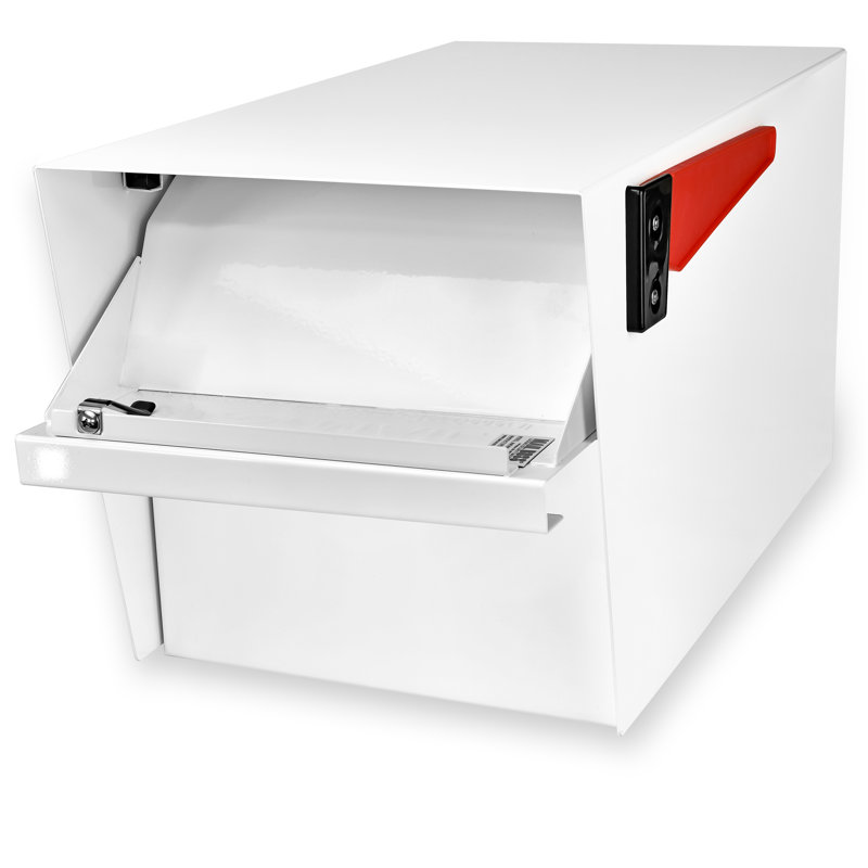 Steel Post Mounted Mailbox, Alpine White