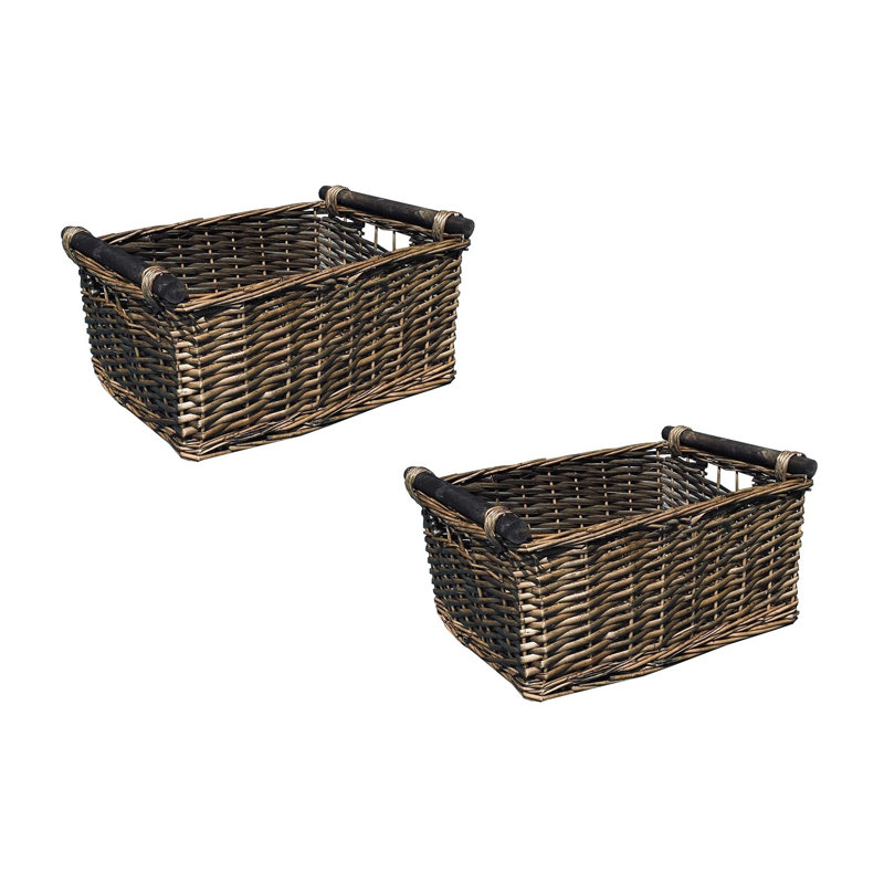 Symple Stuff Wicker Decorative Basket, 22cm H x 51cm W x 41cm D, Grey