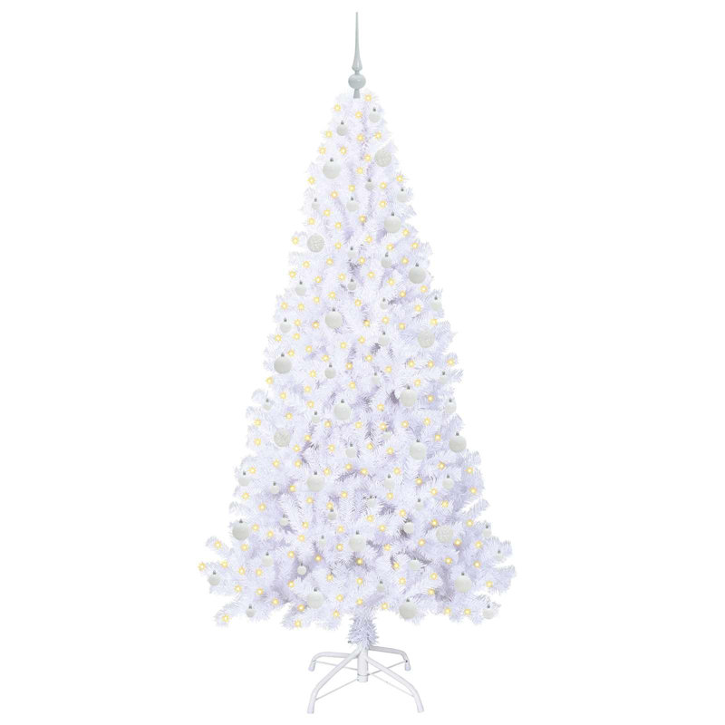 Lighted Artificial Christmas Tree, 210cm H, White