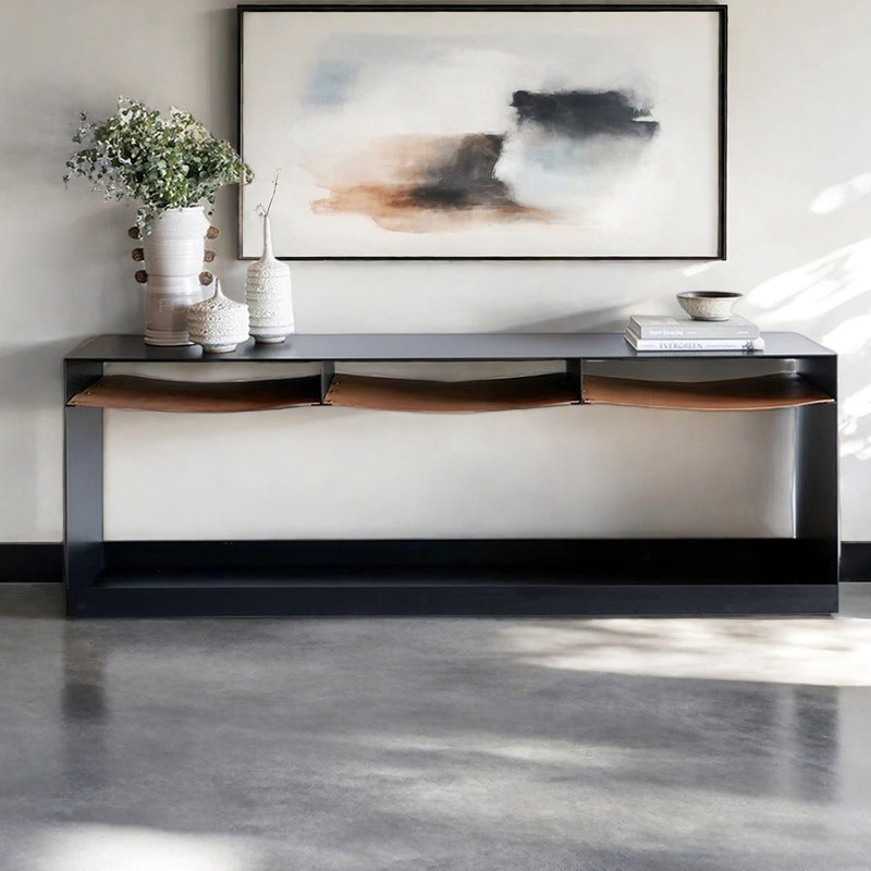 Console moderne en acier au carbone de style nordique, H 23,62 po x l 70,87 po x P 15,75 po