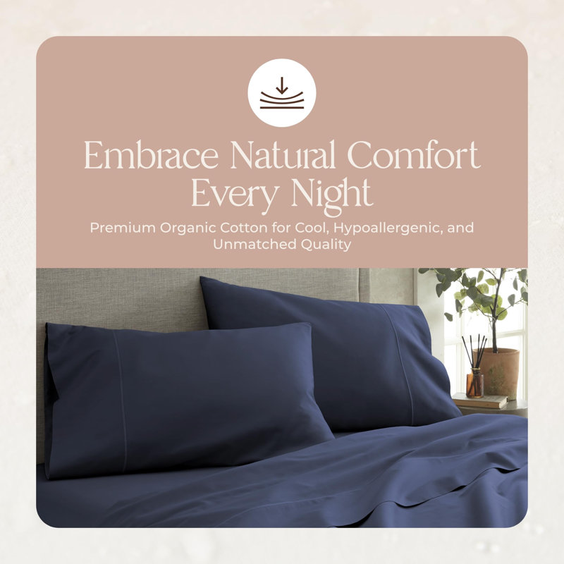 Drap-housse pour grand lit Whisper Organic, Drap-housse grand, Marine