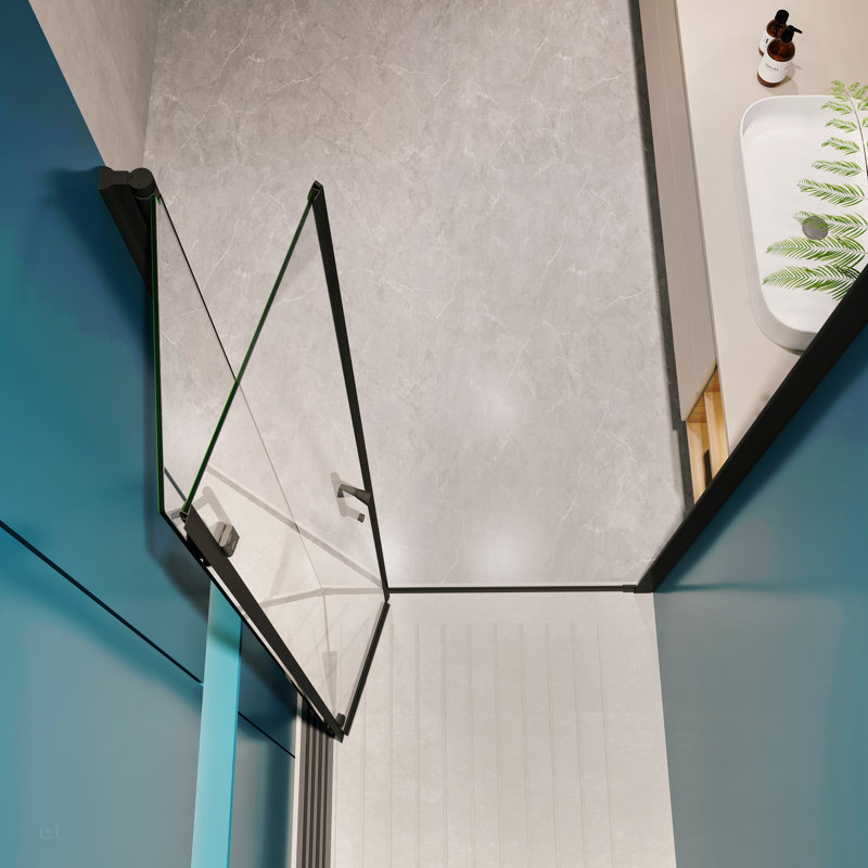 1 3/8" Adjustment,Universal Pivot Shower Door, With 1/4" Tempered Glass Finish 3072, Matted Black