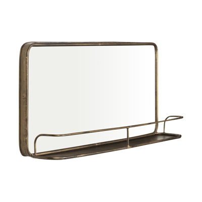 Metal Flat Wall Mirror with Shelves