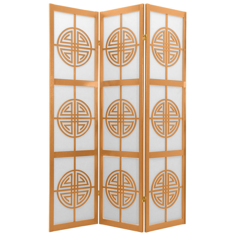 72" x 42" Rosewood Long Life Shoji 3 Panel Room Divider, Natural