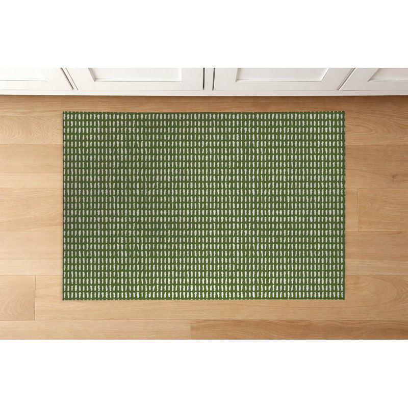 Tapis de cuisine Pasture Play, Rectangle 2' x 3', Vert olive rayé