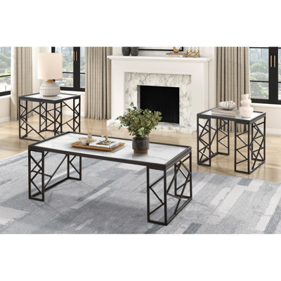 Black Metal Frame Tables With Tempered Glass Tops For Living Room Use 3 Decor: And