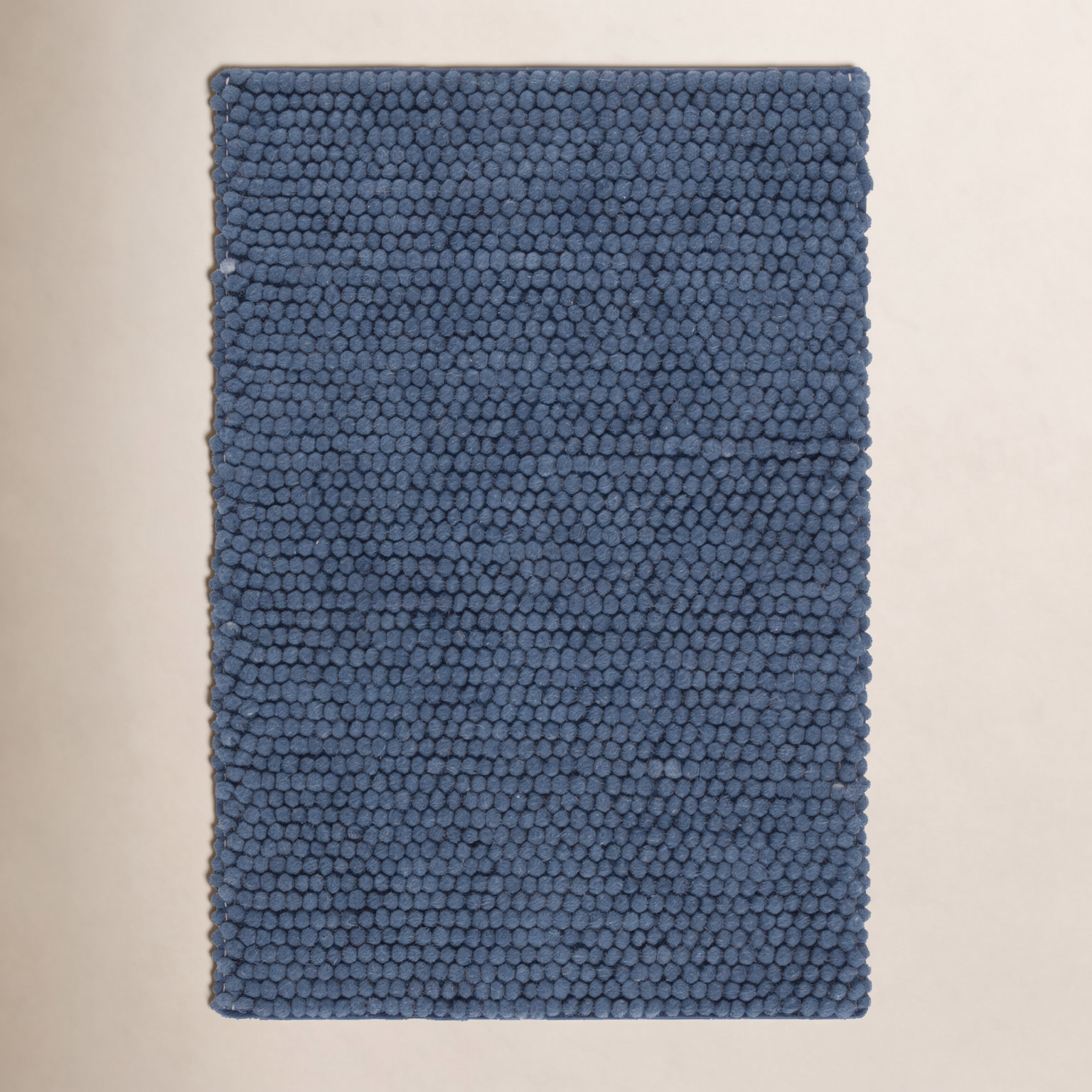 Elle Navy Blue Hand-Woven Wool Rug, Rectangle 5' x 8'