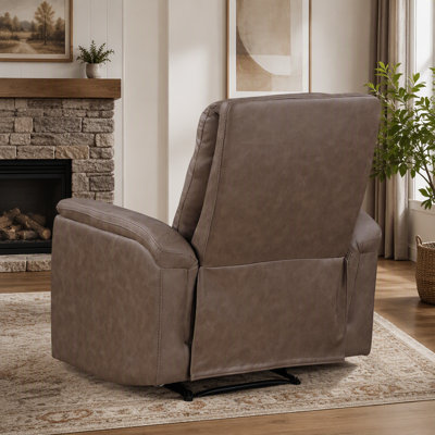 Modern Recliner Chair Brown Microfiber Upholstery Comfort Seat Wooden Living Room Furniture 1pc Reclining Armchair